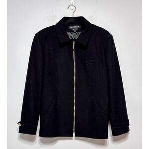 Braebrook Quiet Luxury Wool Zip Jacket Size 16 Old Money Minimalist Black Office